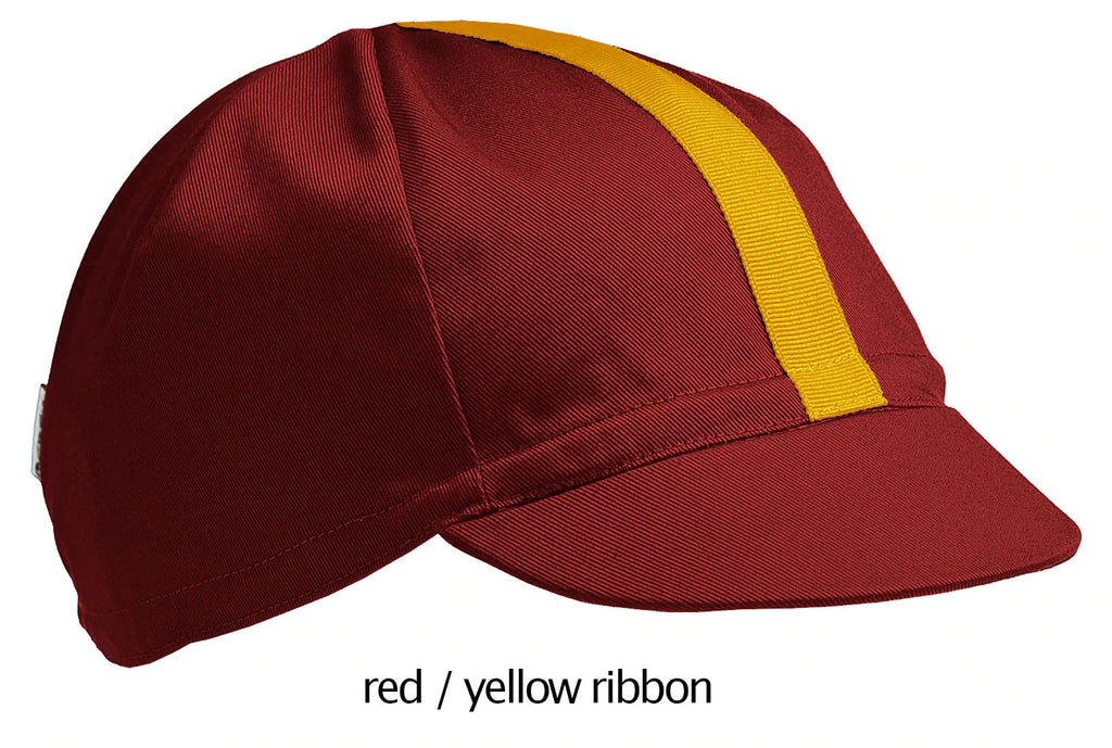 red cotton four panel cycling cap