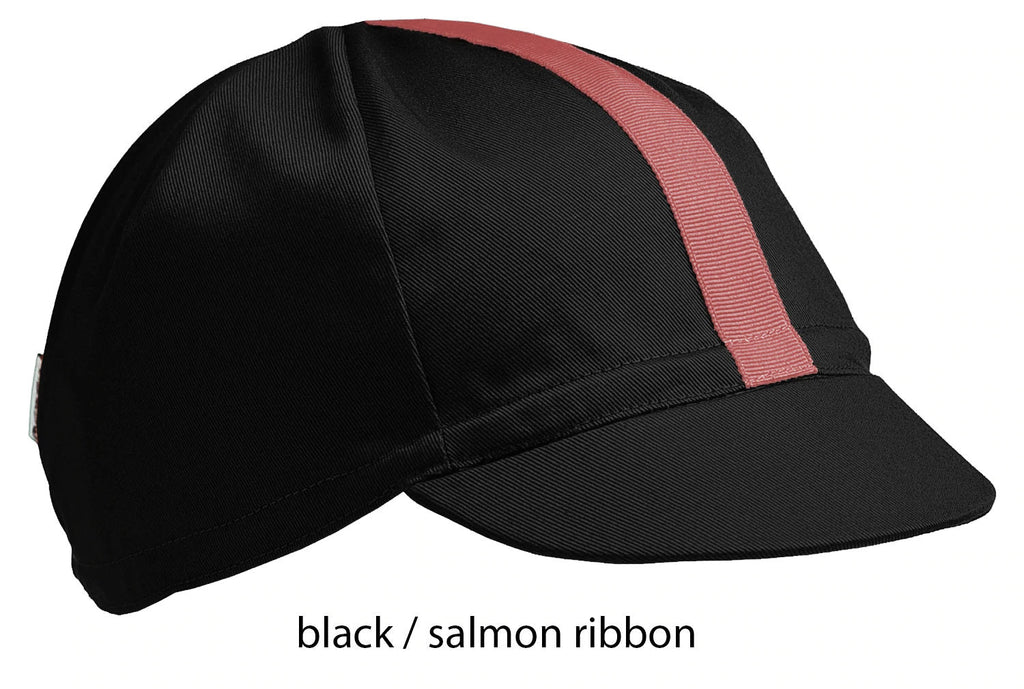 black cotton four panel cycling cap