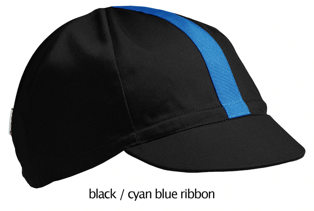 black cotton four panel cycling cap