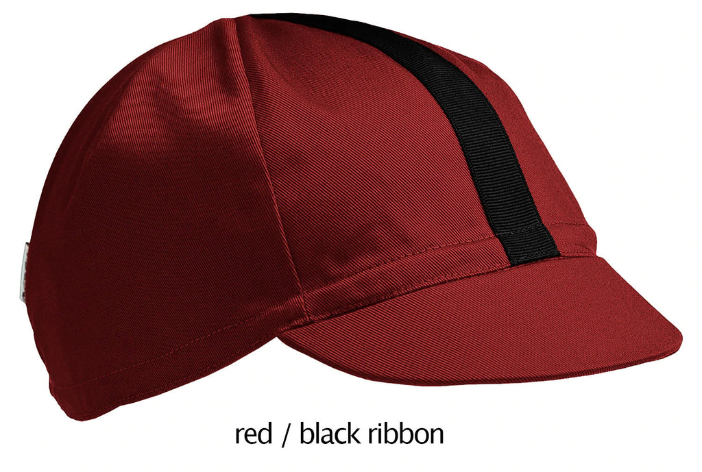 red cotton four panel cycling cap