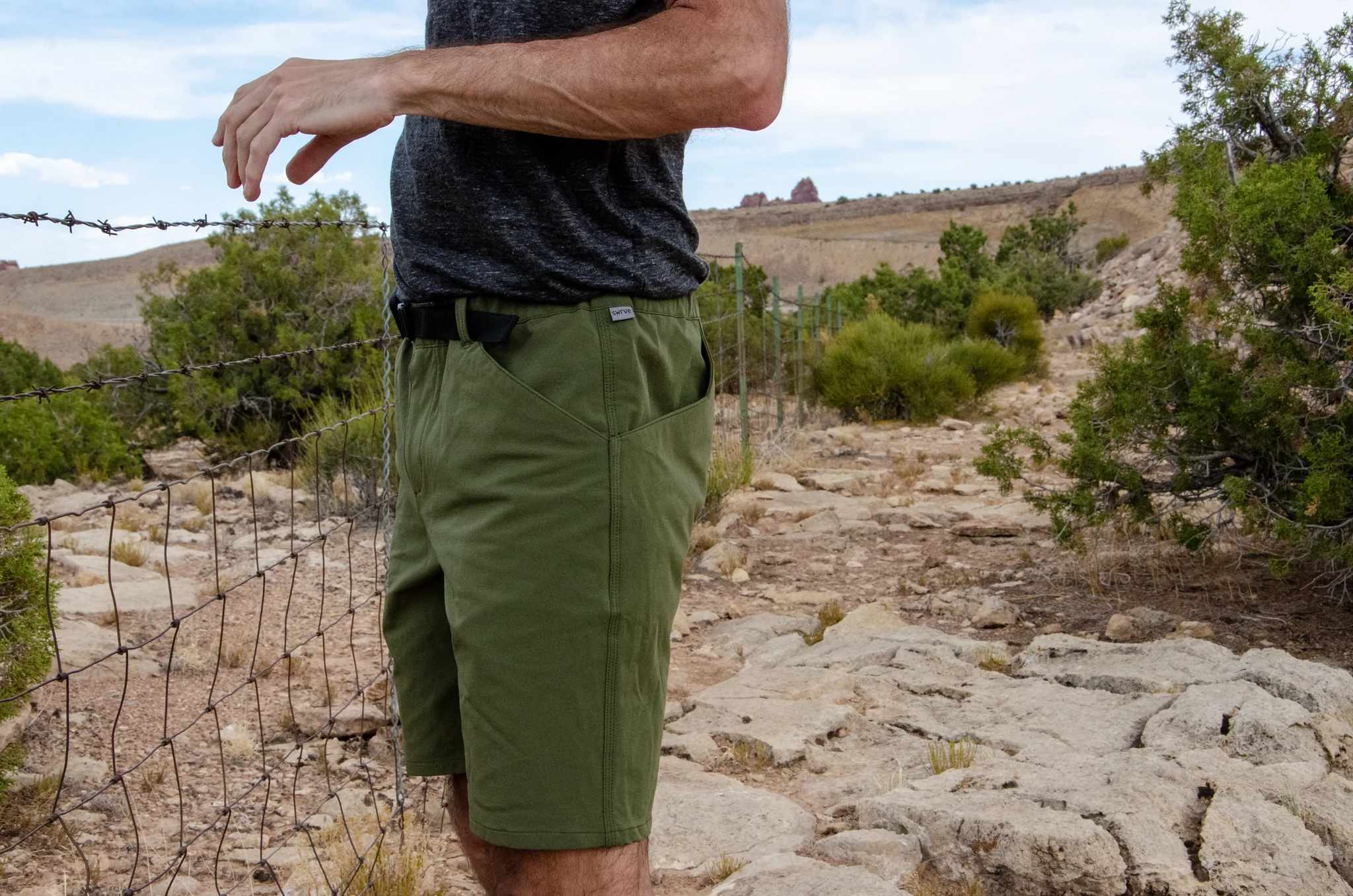swrve TRANSVERSE rambler belted shorts